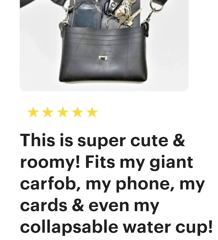 upcycled purse testimonial