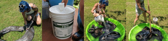 cleaning inner tubes to make them ready for upcycling