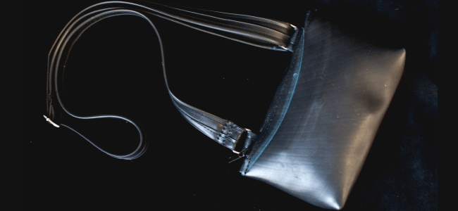 an upcycled purse is created